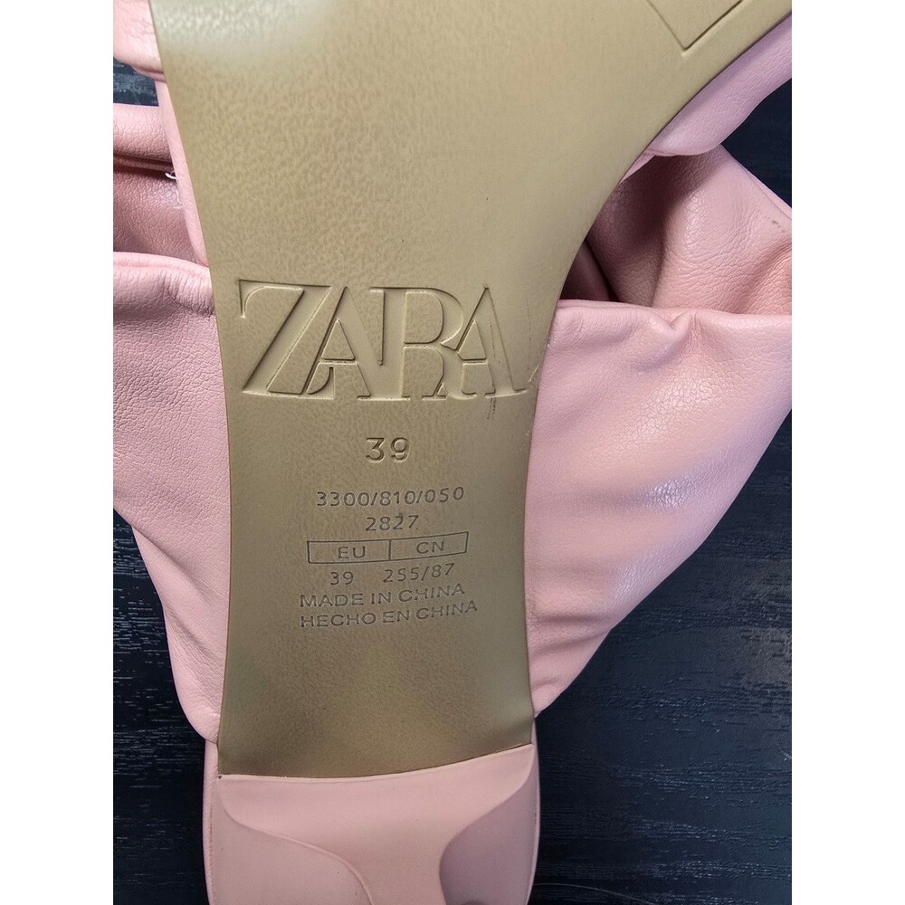 Zara pink ruched leather strapped heels women's‎ size 39 - Picture 9 of 11